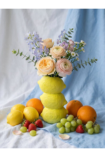 CMHOME Decorative Dried Flower Vase Lemon Shaped - New Generation 3D Printing...
