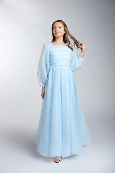 Orca Kids Fashion 10-15 Draped Chiffon Evening Dress Blue