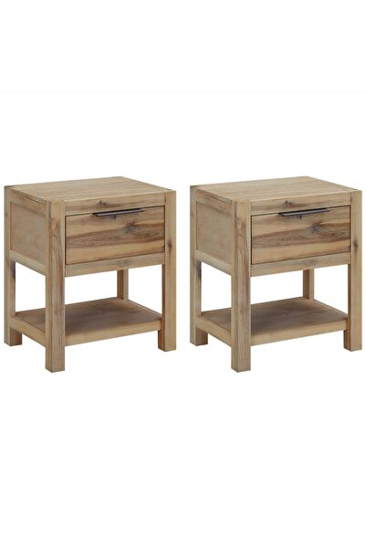 vidaxl Noptiere cu sertare, 2 buc., 40x30x48 cm, lemn masiv de acacia