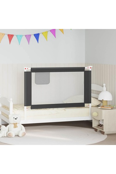 vidaxl Balustradă de protecție pat copii, gri închis, 120x25 cm textil