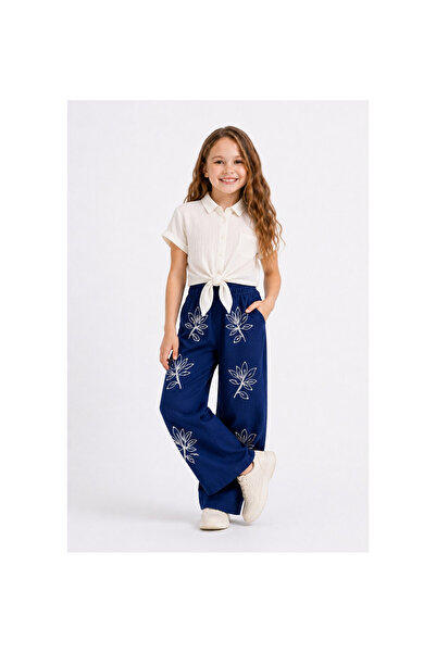 JABBER Girls' Embroidered Decorated Muslin Set