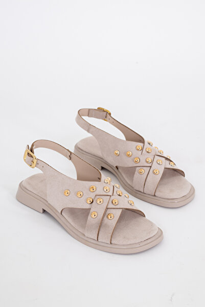 RoseVeno Women's Leather Suede Stoned Troc Buckle Suede Daily Sandals