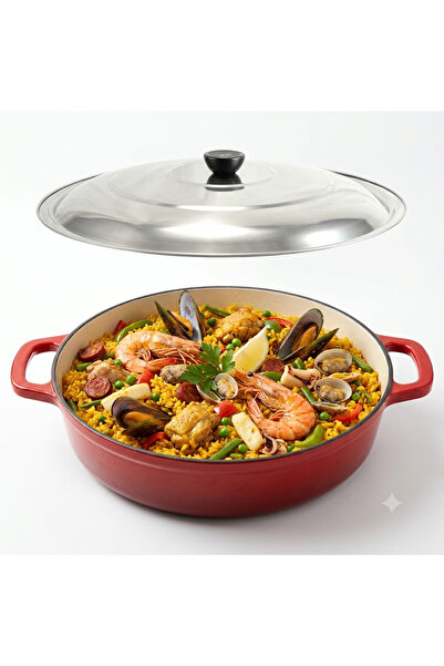 EFONTA Cratita din fonta emailata cu capac inox 50×9 cm – 12 l