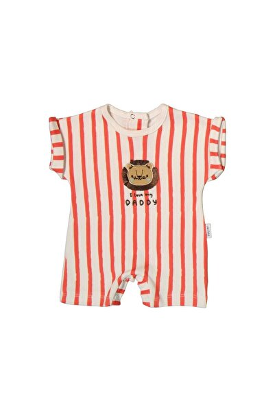 Melomio Baby Kids Çizgili Aslan Püsküllü Bebek Tulum Camel