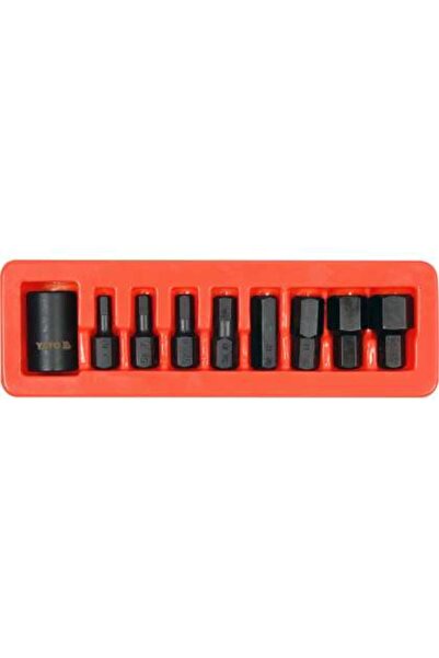 yato Set Biți De Impact Hexagonali, Cu Adaptor 1/2'', 9 Piese