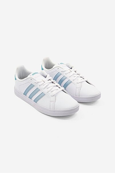 adidas Women Courtpoint Lace Up Sneakers, White/Blue