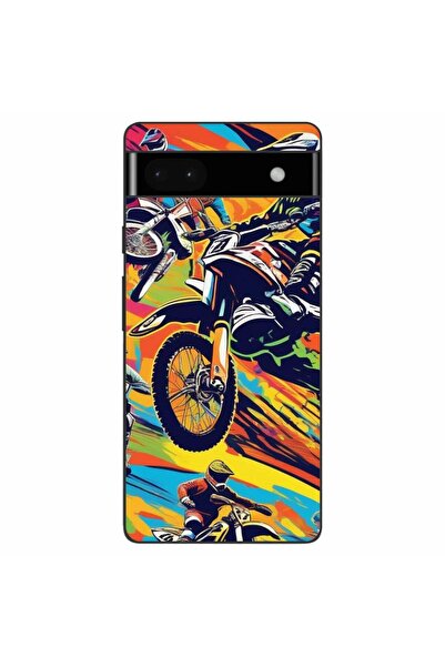 OEM Husa compatibila cu Google Pixel 6A Silicon Gel Tpu Model Motocross Pop Art