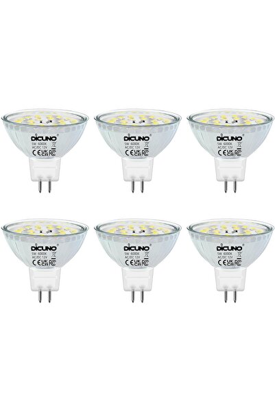 DiCUNO Bec LED GU5.3 MR16 reglabil, Alb rece 6000K, 12V, 5W (echivalent 50W l...