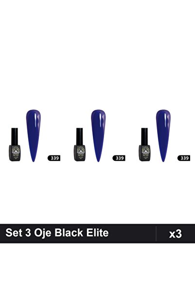 global fashion Set 3 Oje Semipermanente Black Elite 8ml, Manichiura UV/LED,