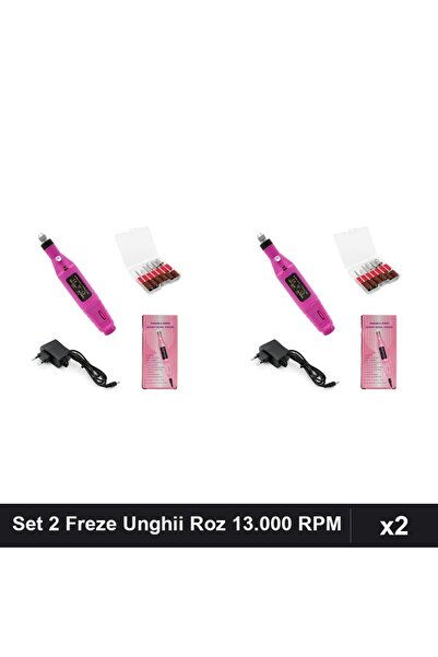 NAİLS Set 2 Freze Unghii Electrice Roz, 13.000 RPM, Pila Manichiura pentru In...