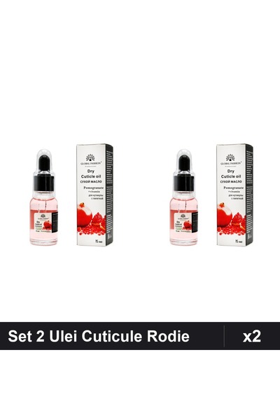 global fashion Set 2 Ulei Cuticule cu Pipeta Aroma Rodie 15ml, Ingrijire Unghii