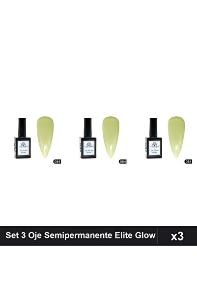 global fashion Set of 3 Elite Glow Semi-Permanent Nail Polish 15ml, Gel Polis...