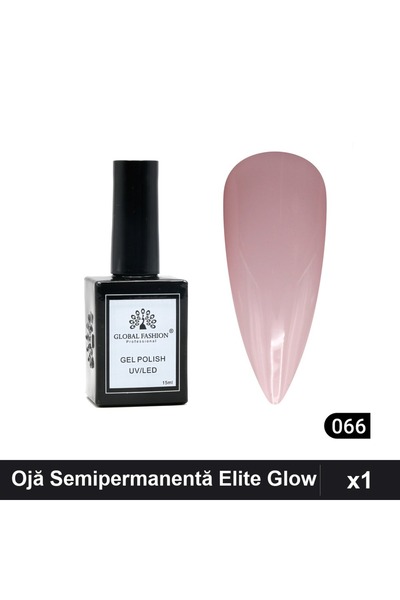 global fashion Ojă Semipermanentă Elite Glow 15ml, Gel Polish UV/LED, Nuanță 066