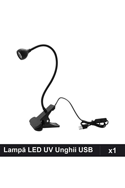 NAİLS Lampă LED UV Unghii 3W, Clemă Flexibilă, Conector USB, Negru, 1 Bucată