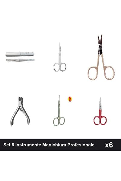 One Group Set 6 Instrumente Manichiura Profesionale, Forfecuțe Cuticule și Cl...