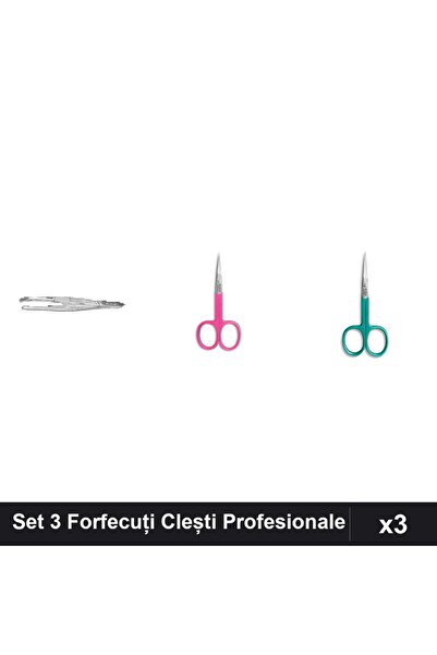 One Group Set 3 Bucăți Forfecuță Clești Unghie Profesionali, Pensetă + Cuticu...