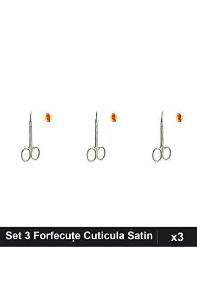 One Group Set 3 Forfecuțe Profesionale Cuticula Satin New, Clești Unghiere, M...
