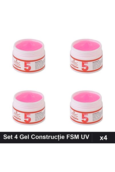 FSM Set 4 Gel de Construcție UV LED 15g, Sculpting Builder Gel Profesional