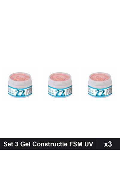 FSM Set of 3 UV LED Construction Gel 15g, Builder Gel Professional Manicure