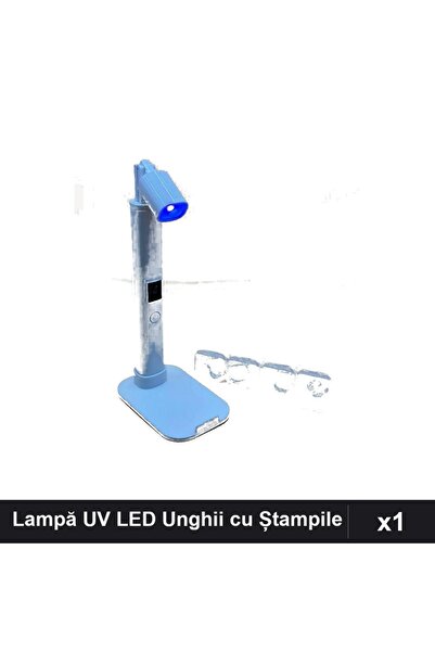NAİLS Lampă UV LED Unghii cu Suport Lanternă + 4 Ștampile Silicon, Manichiura...
