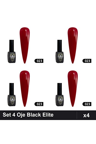 global fashion Set 4 Oje Semipermanente Black Elite 8ml, Manichiura UV/LED Pr...