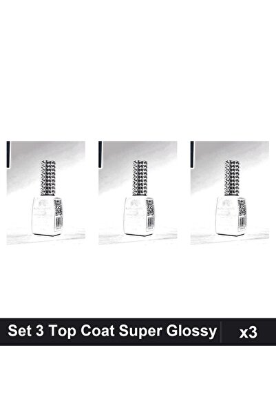global fashion Set of 3 Top Coats Without UV Filter Super Glossy Shiny 12ml