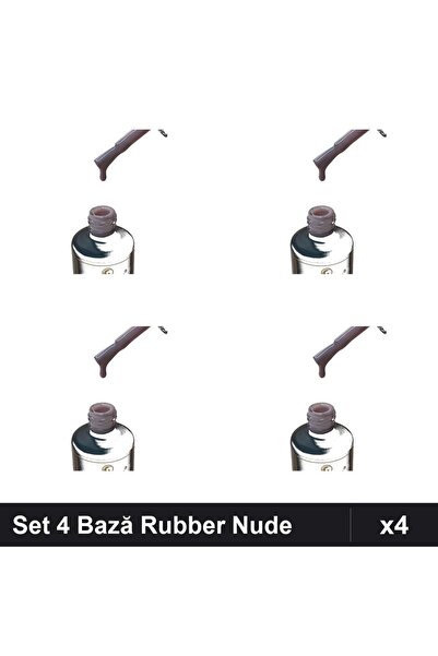 FSM Set 4 Bază Rubber Color Nude 15ml, Nr.14, Manichiură UV/LED Profesională