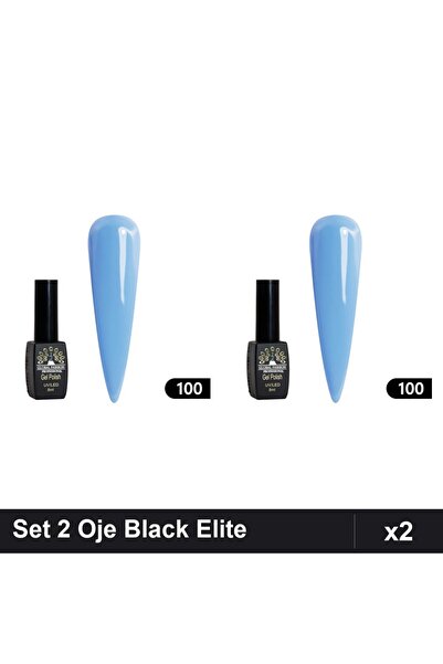 global fashion Set 2 Oje Semipermanente Black Elite 8ml, Manichiura UV/LED Pr...