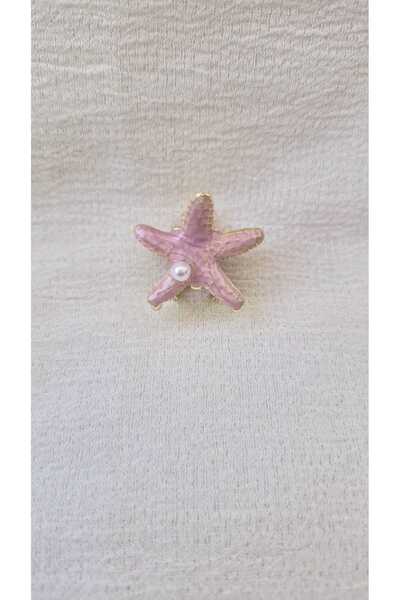 Beyaz Dükkan Pearl Enameled Star Mini Metal Clasp Buckle 2.5 cm 1 Piece