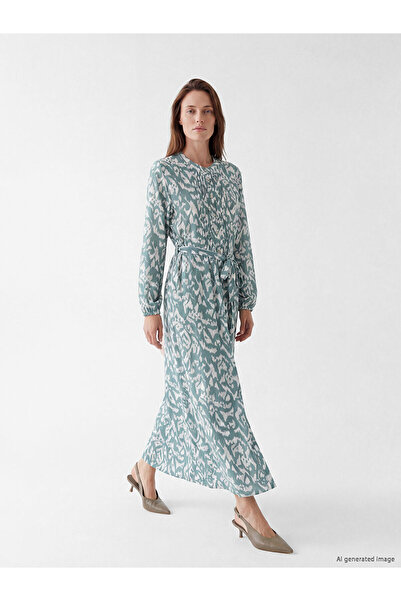 LC Waikiki Trendlucky A-Line Shirt Dress with Belt and Patterned Accents