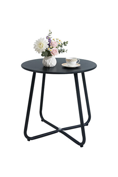 FLYPRO Outdoor Side Table for Patio, Small Outdoor End Tables with X-Shaped L...