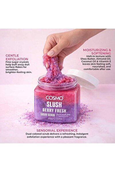 CD Cosmo Designs Cosmo Body Care Slush Sugar Scrub Berry Fresh 450g | Exfoliating & Moisturizing Body Scrub | Removes Dead Skin