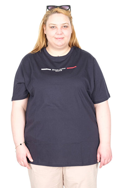 ModeXL Γυναικείο μπλουζάκι Mode XL Real Big Size με γιακά Dream U26126 ΝΑΥΤΙΚ...