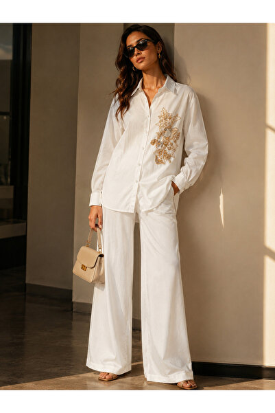Libas lab - White Co Ord set with Ivory Luxe Embellishment