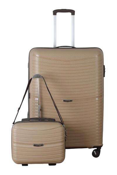 MÇS V379 AURA Y.ÜRETİM PP VALİZ 75 CM + MAKYAJ SİYAH SET