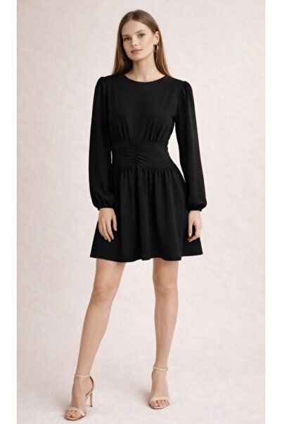 Fashionbox Women's Waist Gathered Cool Summer Mini Dress with Zipper Back 261003