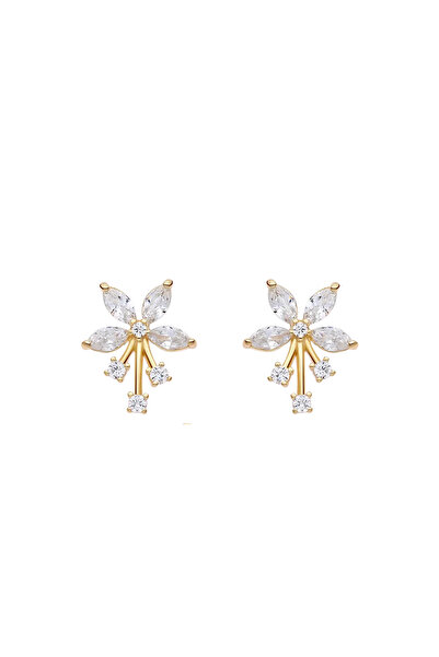 Lisa&Co. Cercei Argint Flower Spark Argint placat cu aur galben / Zircon / Alb