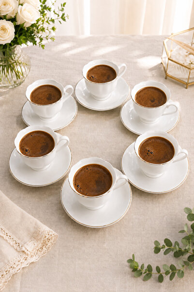 Karçiçeği Home Gilded Detailed Porcelain Turkish Coffee Cup Stylish Presentat...
