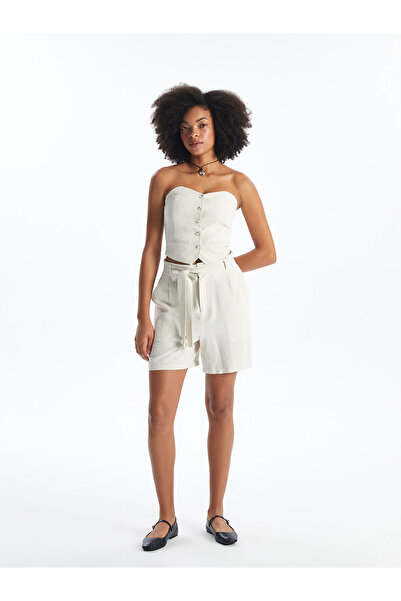 LC Waikiki Nevavm Women's Linen Blend Shorts with Elastic Waist