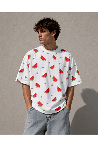 Nulivez Palestine Watermelon Pattern Oversized Unisex T-Shirt – Graphic Print...