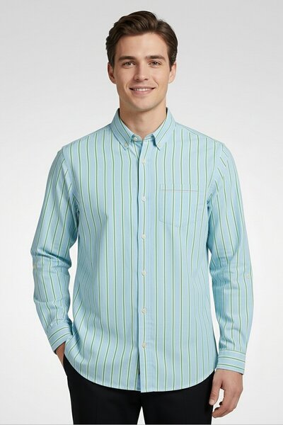 Scotch & Soda Men Regular Fit Stripe Long Sleeve Casual Shirt, Multicolor