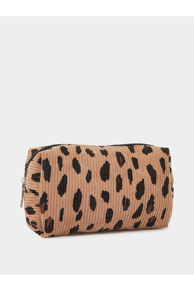 Styli Leopard Print Corduroy Wash Bag