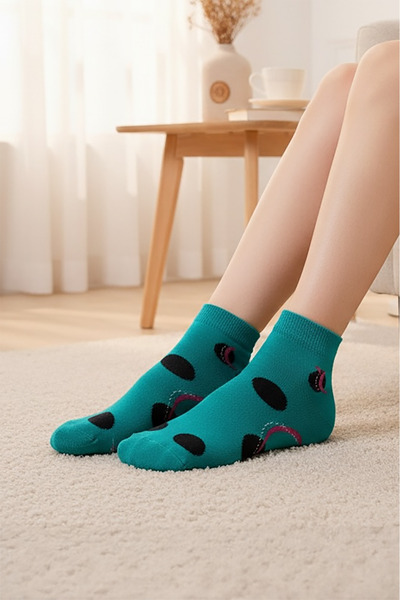 Socketta 3-Piece Mixed Color Women's Cotton Patterned Seamless Towel Sole Booties Socks - Premium
