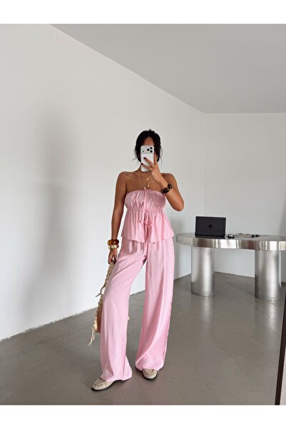 myd Strapless Linen Set - Pink