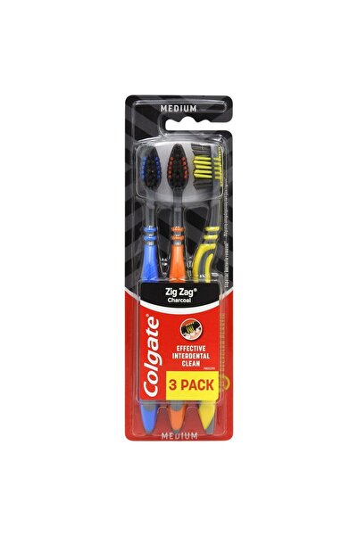 Vader Periuta de Dinti, Colgate, Zig Zag Charcoal Medium Set 3 buc,