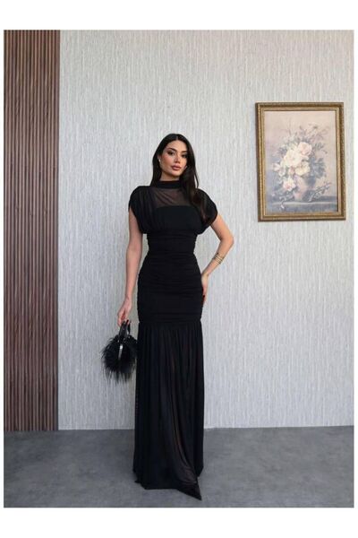 ROSE BUTİK06 SİYAH TÜL ELBİSE