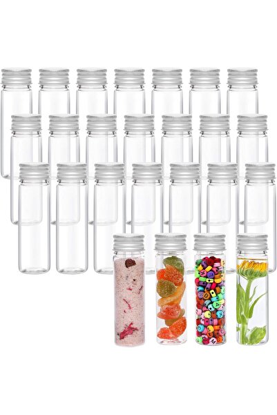KURTZY Clear Plastic Test Tubes with Screw Caps & Cleaning Brush (25 Pack) - ...