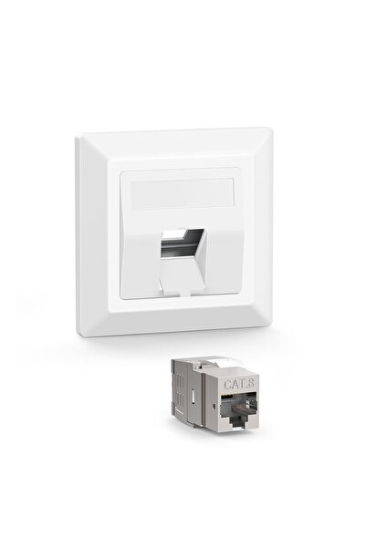 VCELink 1x CAT8 Keystone Network Socket, Flush-mounted, RJ45 Module, STP Shie...