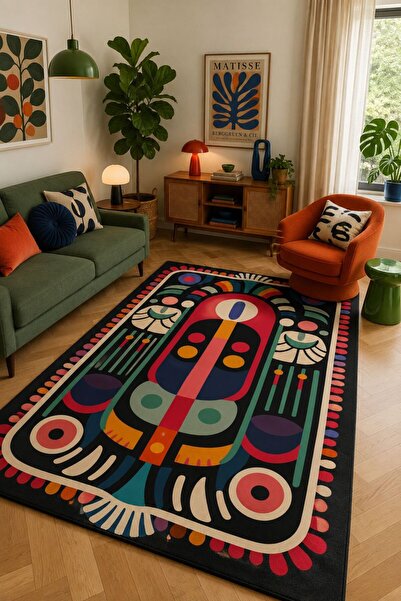 Colorful Carpet Living Room Carpet Machine Washable Anti-Slip Base Carpet