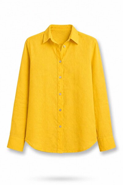 5in1Canpolat Yellow 100% Linen Lino Shirt